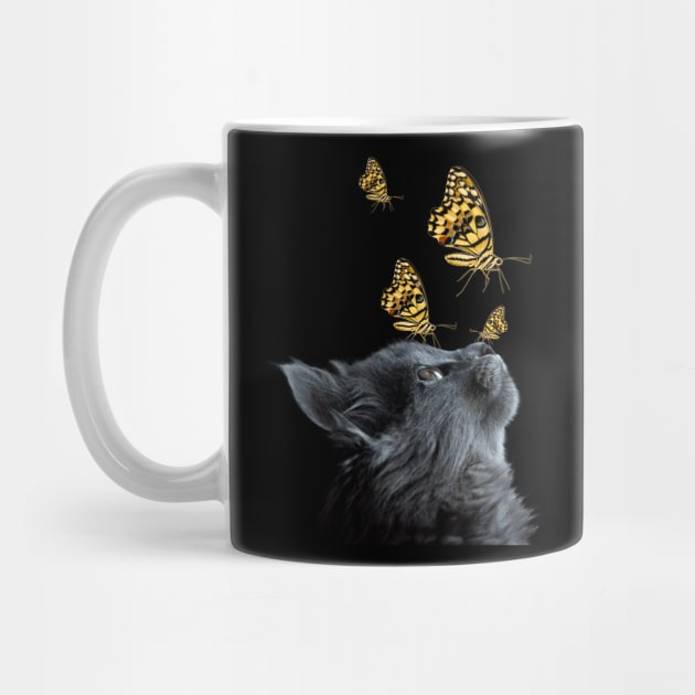 Cute Black Cat With Butterfly Cat adoption For Cat Lover by drag is art